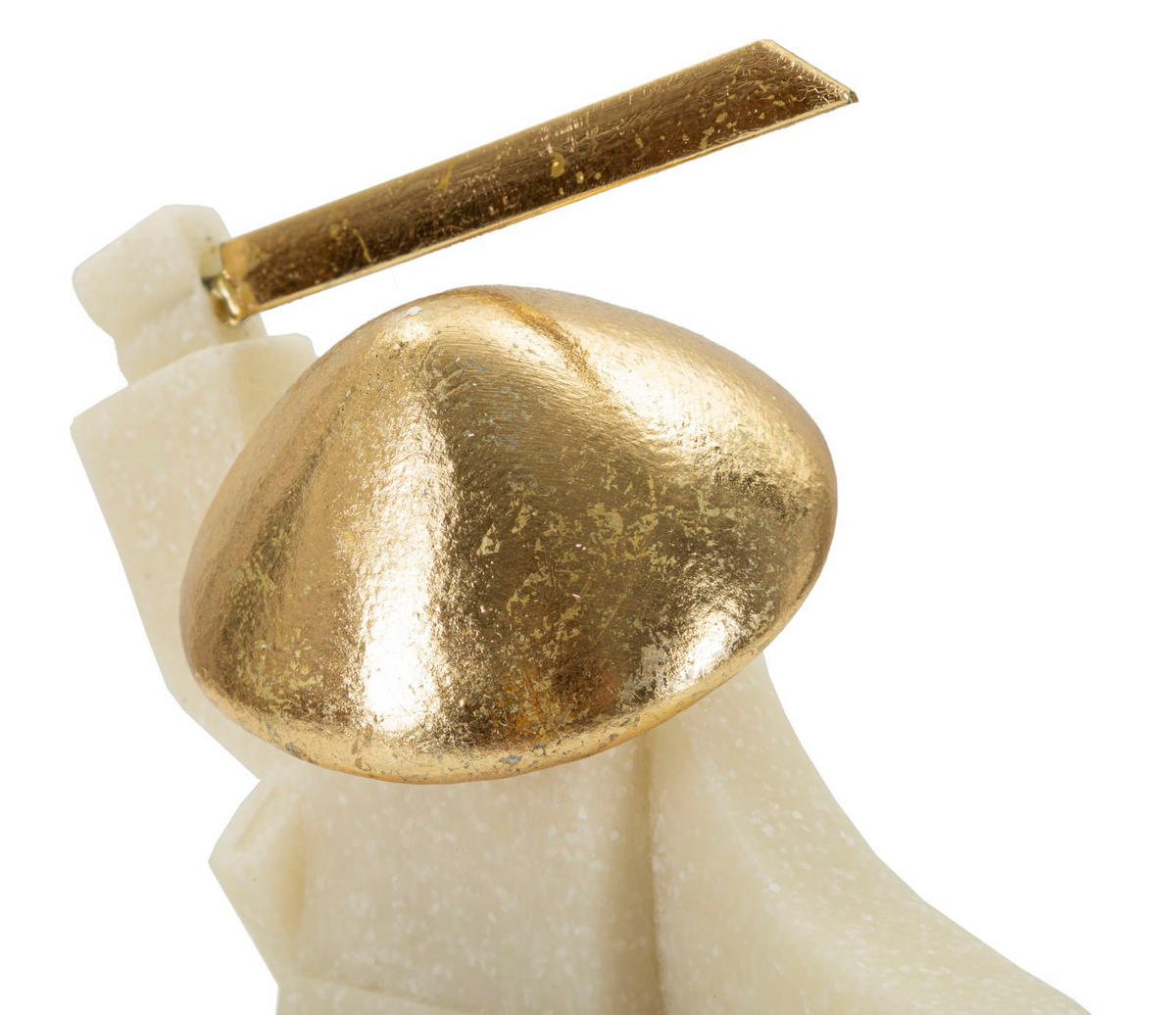 DEKOOBJEKT Samurai Oda Quarzy - B, weiß und goldfarben, Polyresin und Metall, 19 x 8 x 18 cm - Goldfarben/Weiß, Kunststoff/Metall (19/18/8cm) - Mauro Ferretti