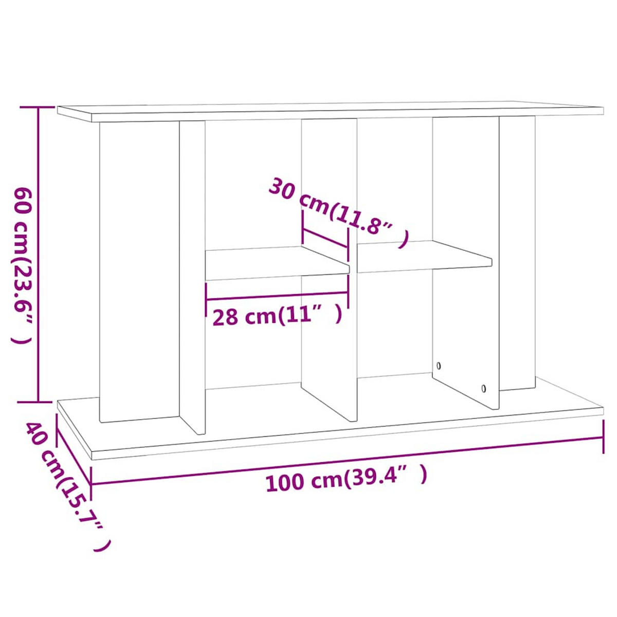 AQUARIUMSTÄNDER Weiss 100/40/60 Cm Holzwerkstoff - Weiß, Holzwerkstoff (40/60/100cm) - vidaXL