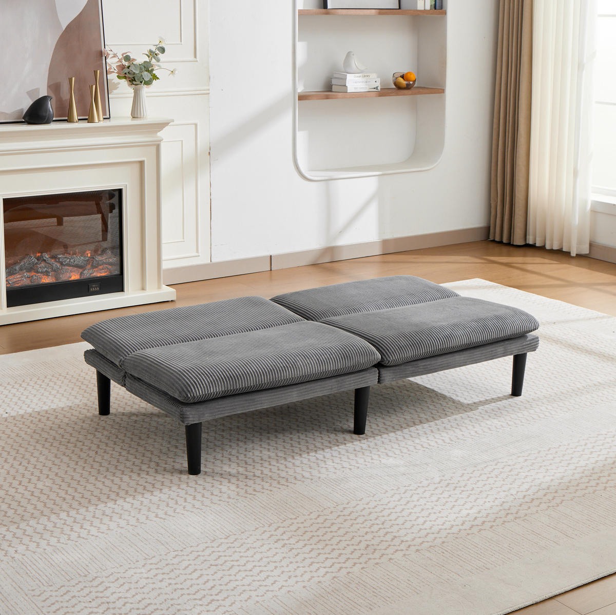 2-SITZER-SOFA aus Samt in Grau mit 3-fach verstellbarer Rückenlehne - Grau, Textil (84/67/167cm) - Modfu