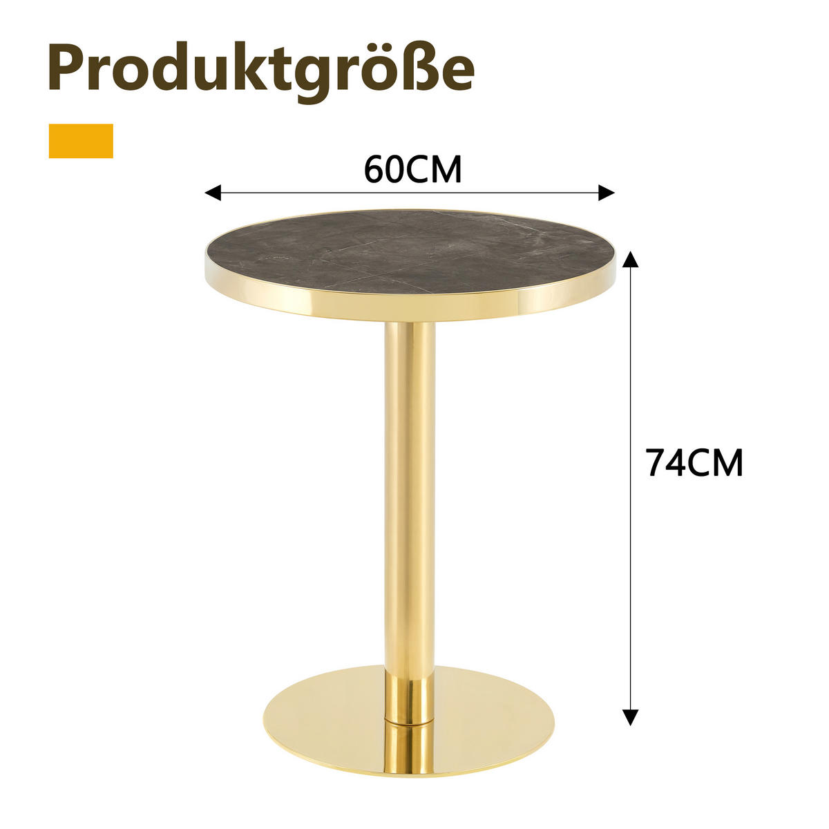 BEISTELLTISCH Grau/Gold, 59,5/59,5/73,5 cm - Grau, Holzwerkstoff (59.5/59.5/73.5cm) - PANGIVO