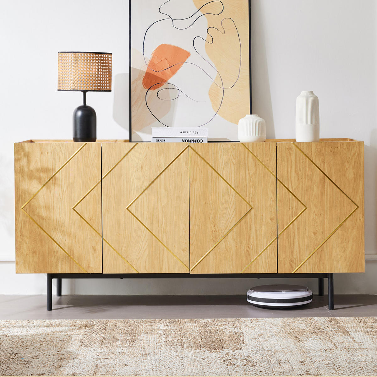 SIDEBOARD 160x40x78 cm, 4 Türen, Stauraum, für Wohnraum - Kastanienfarben, Holz (160/78/40cm)