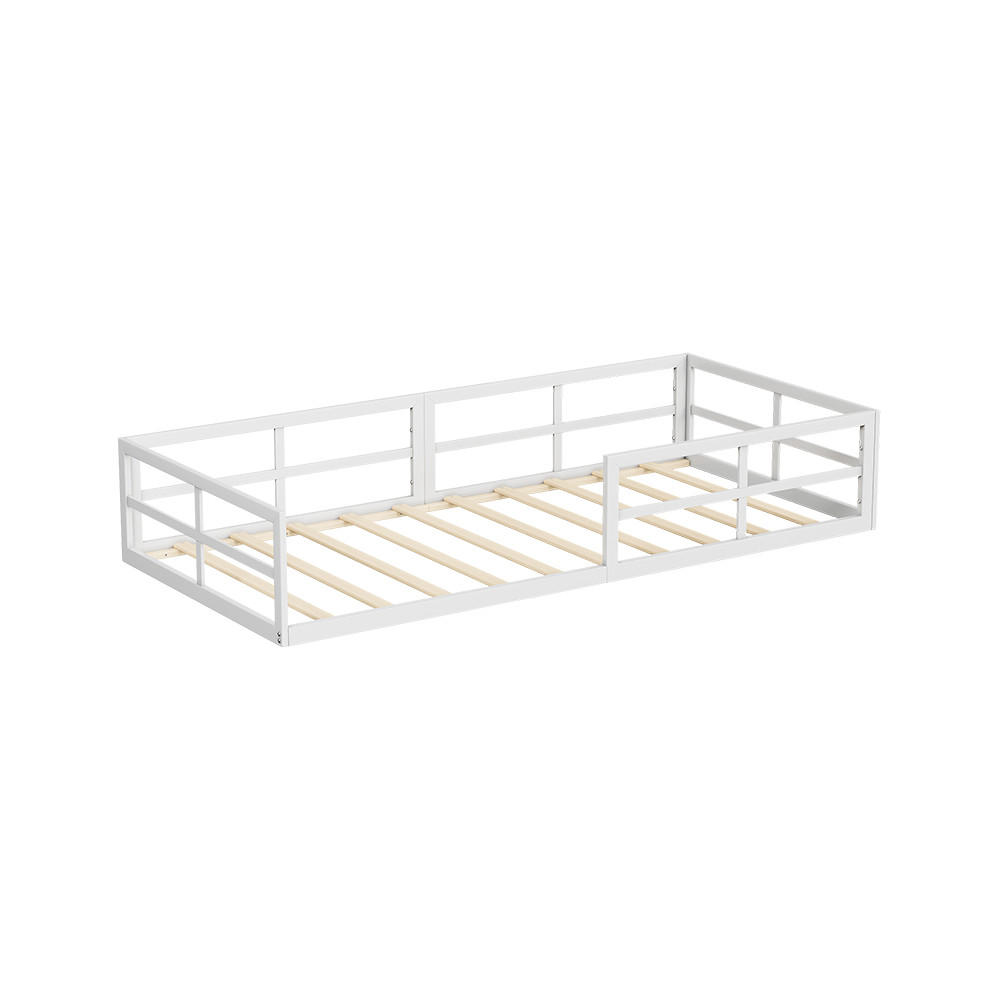 BODENBETT AUS METALL Minno Weiß 205 x 95 cm ohne Matratze - Weiß, Metall - VitaliSpa