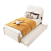 POLSTERBETT 90/200 cm mit ausziehbarem Rollbett und gepolstertem Kopfteil - Weiß, Textil (90/200cm) - BEAOK