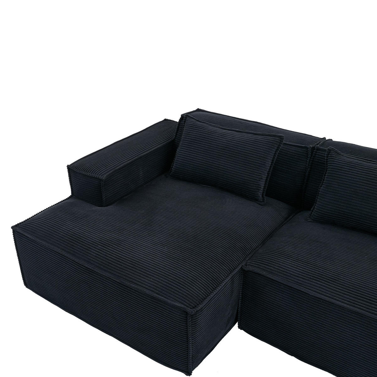 ECKSCHLAFSOFA L-/U-/2-er Sofa mit Schlaffunktion,Modulsofa,Cord,Schwarz - Schwarz, Textil (129/233cm) - LVHOM