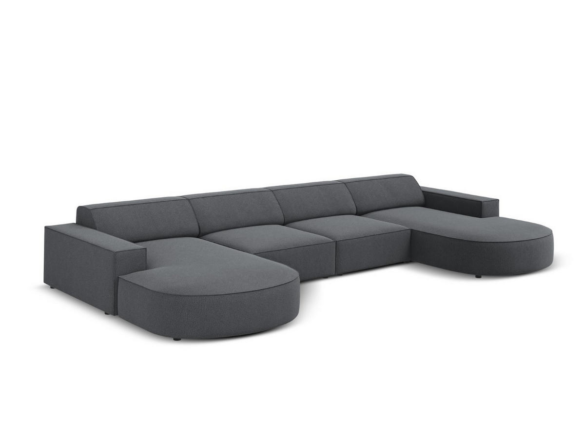 PANORAMASOFA Jodie aus strukturiertem Stoff dunkelgrau 6 Sitzplätze - Dunkelgrau, Textil (166/70/364cm) - Micadoni
