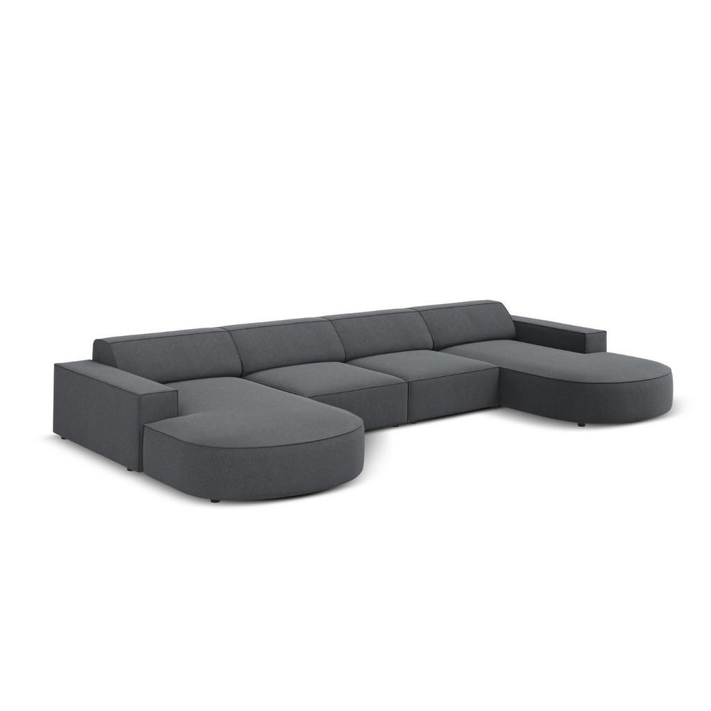 Thumbnail - Micadoni Panoramasofa, Dunkelgrau, Textil, 6-Sitzer, U-Form, 166x70x364 cm, Hergestellt in Europa, Wohnzimmer, Sofas & C...