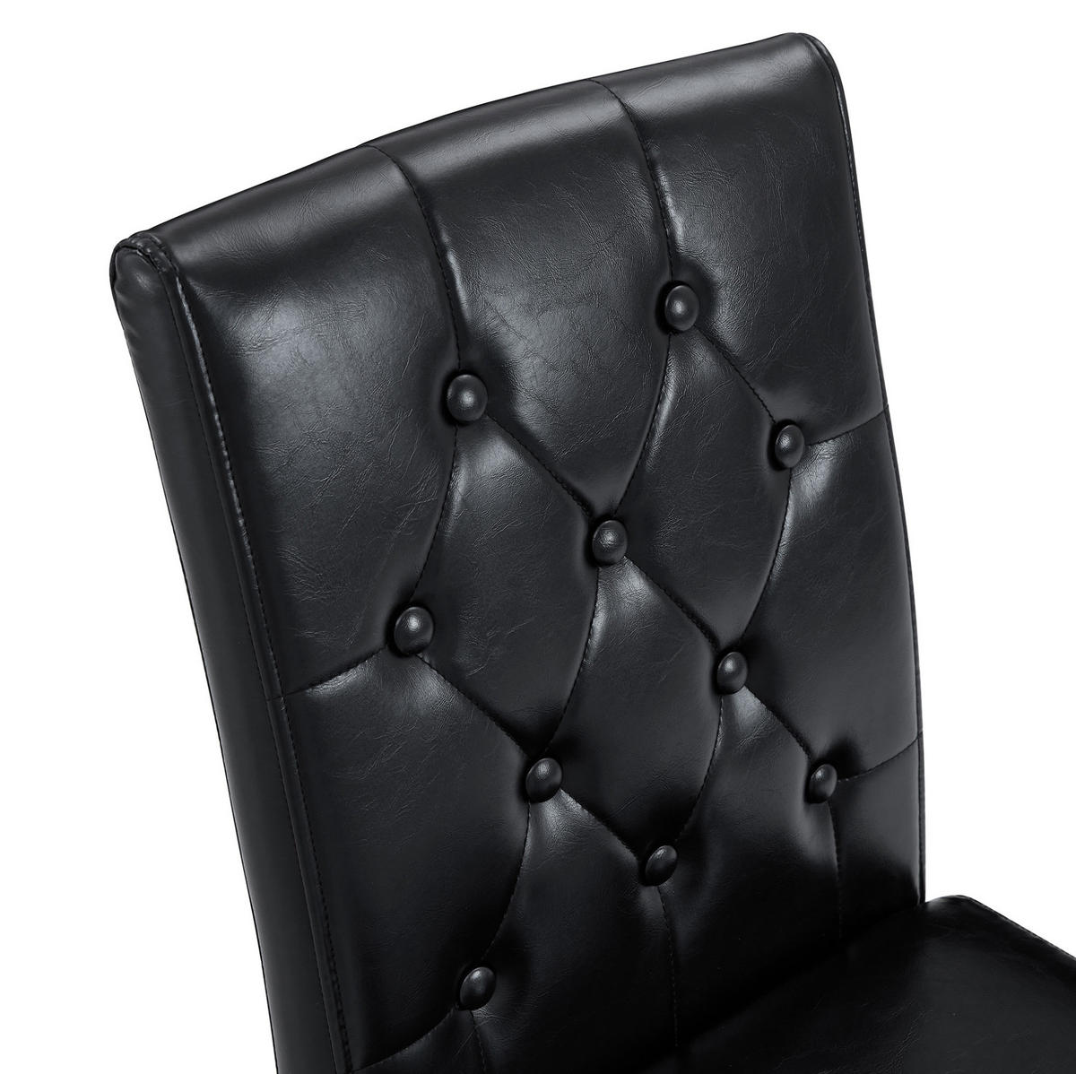 ESSZIMMERSTUHL 4er-Set mit Rautensteppung Schwarz PU Metall - Schwarz, Metall (46/89/42.1cm) - Meubliv