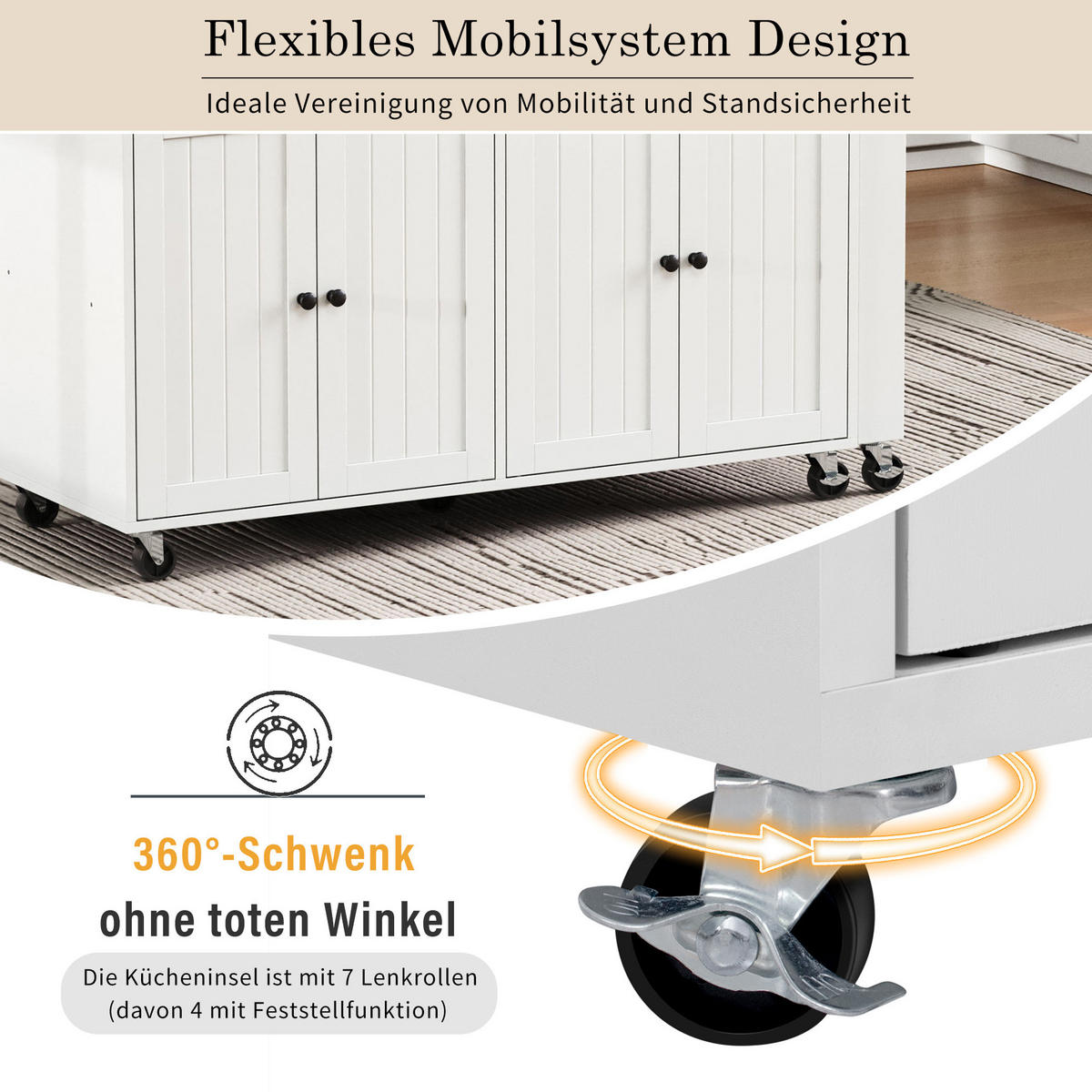 KÜCHENINSEL mit ausziehbarer Arbeitsplatte 112-180,5 cm White/Natural - Weiß, Holz (45/92.2/180.5cm) - Beauniv