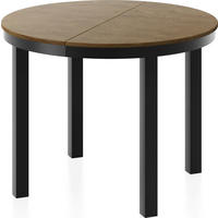 ESSTISCH Corin Schwarz runder ausziehbarer, Lefkas Eiche 100-176/100/76 cm - Alteiche/Schwarz, Holzwerkstoff/Metall (100/176/76cm) - WFL GROUP