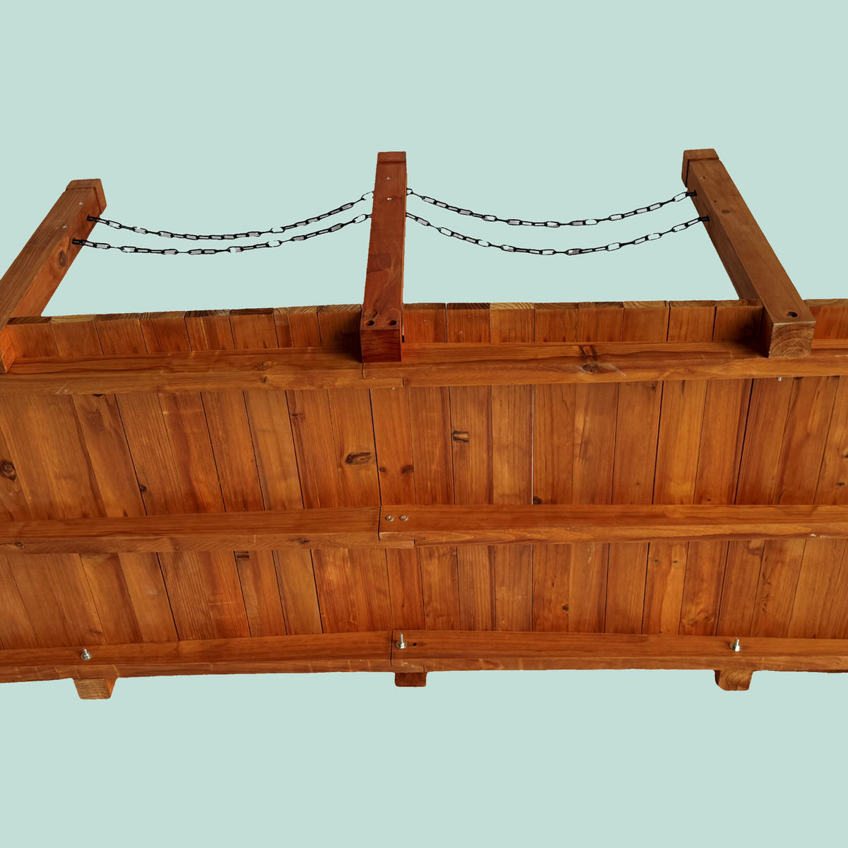 GARTENBRÜCKE Orange Tannenholz Eisen mit Ketten - Orange, Holz/Metall (67/150/55cm) - Relaxdays