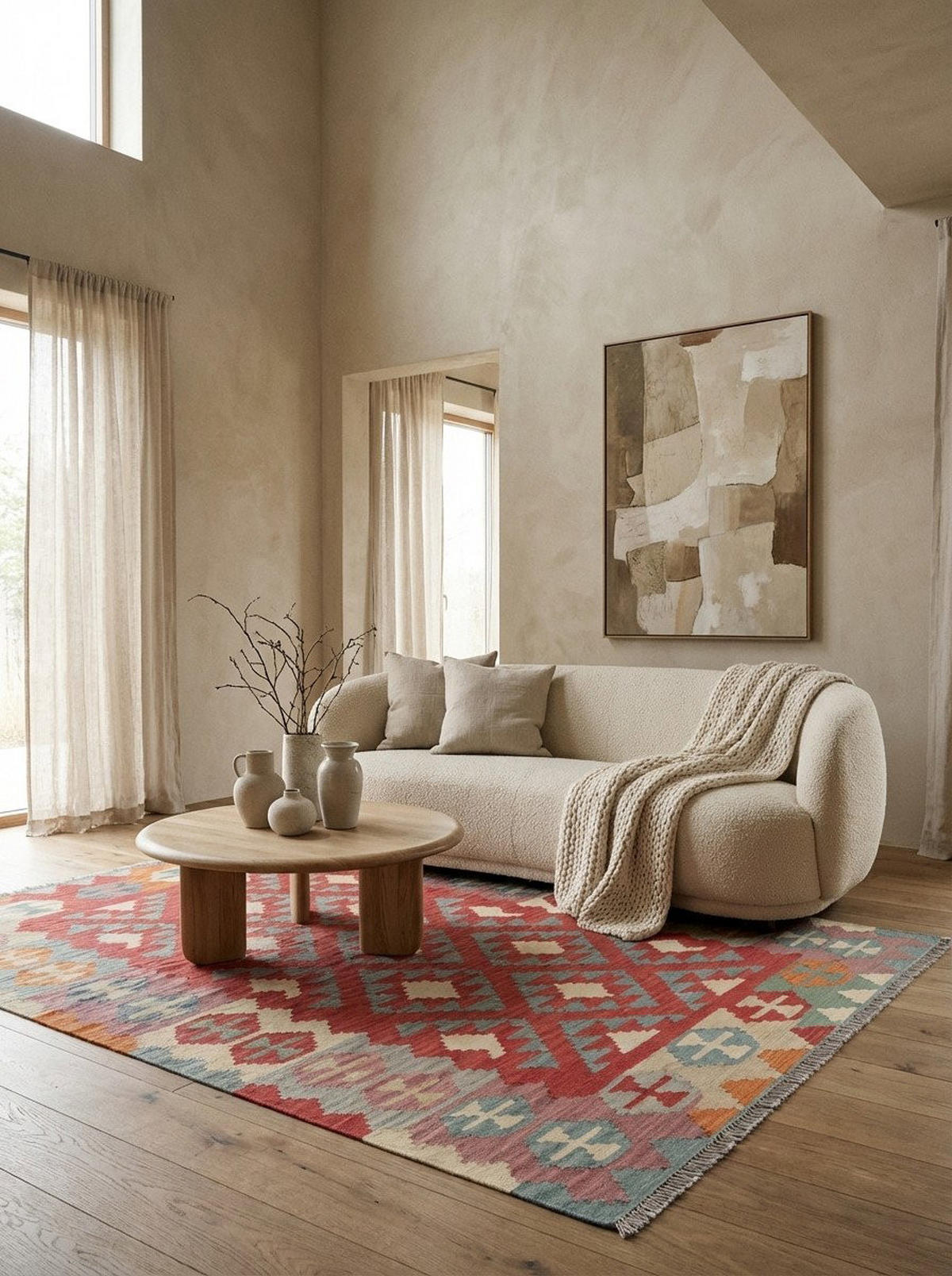 HANDWEBTEPPICH Kelim Gashgai Rot 211/156 cm Schurwolle - Rot, Textil (156/211cm) - Looma