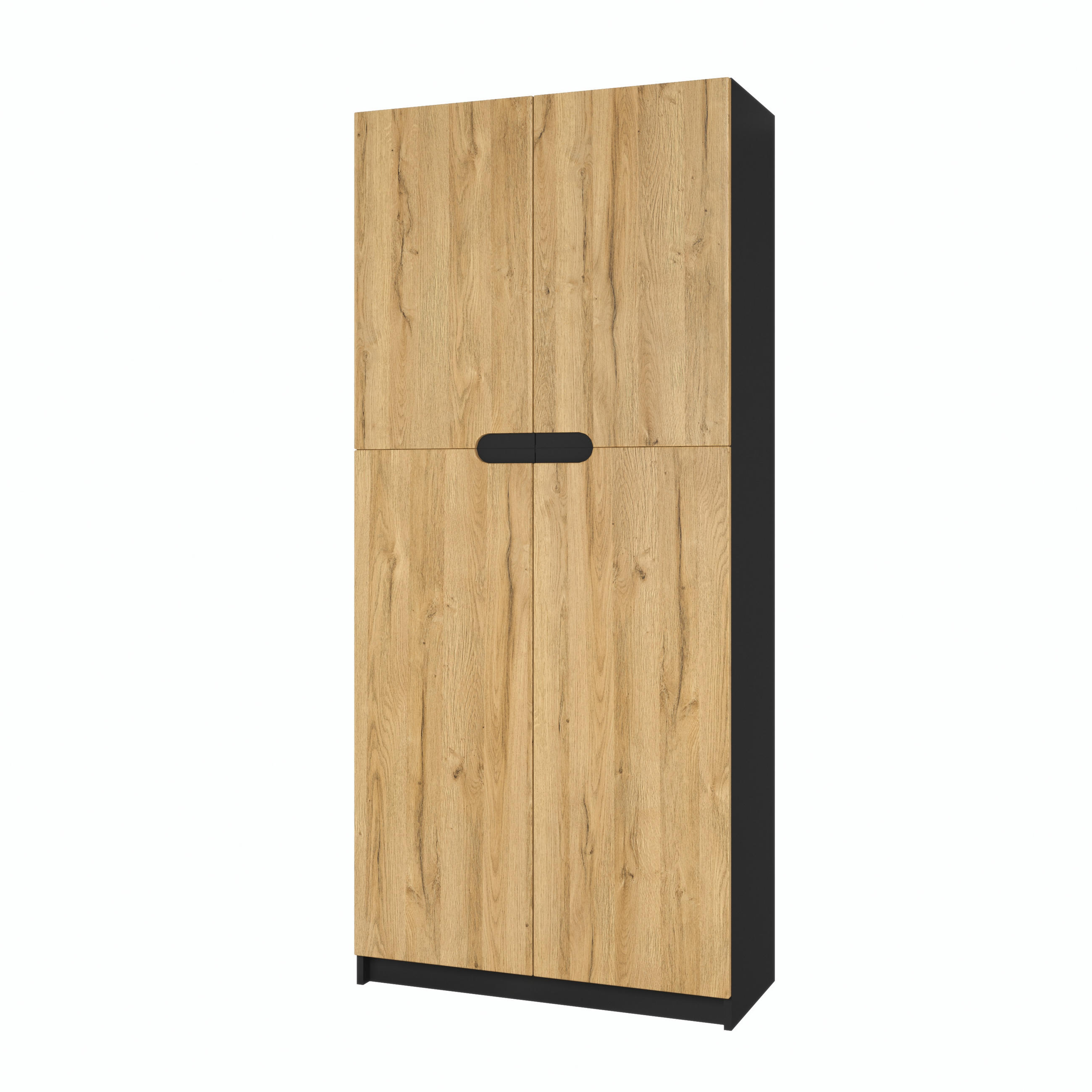 UREDSKI ormar Logan V1 Crna mat/Hrast prirodni (82 x 184 x 37 cm) - boje hrasta, drvni materijal (82/184/37cm) - Vladon