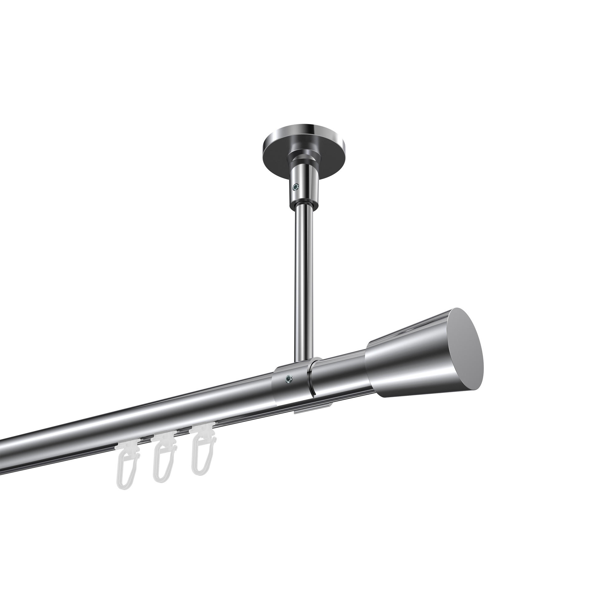 INNENLAUF-GARDINENSTANGEN-SET Sonette Sitra 200 cm, 1-läufig, 20 mm Ø Chrom - Chromfarben, Metall (200cm) - INTERDECO