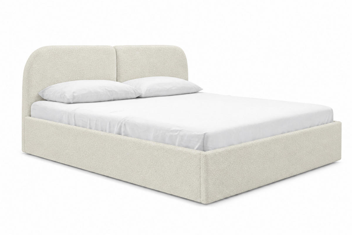 POLSTERBETT Sogno Beige 160x200 cm, mit Bettkasten und weichem Kopfteil, Bouclé - Beige, Holzwerkstoff/Textil (160/200cm) - Bettso