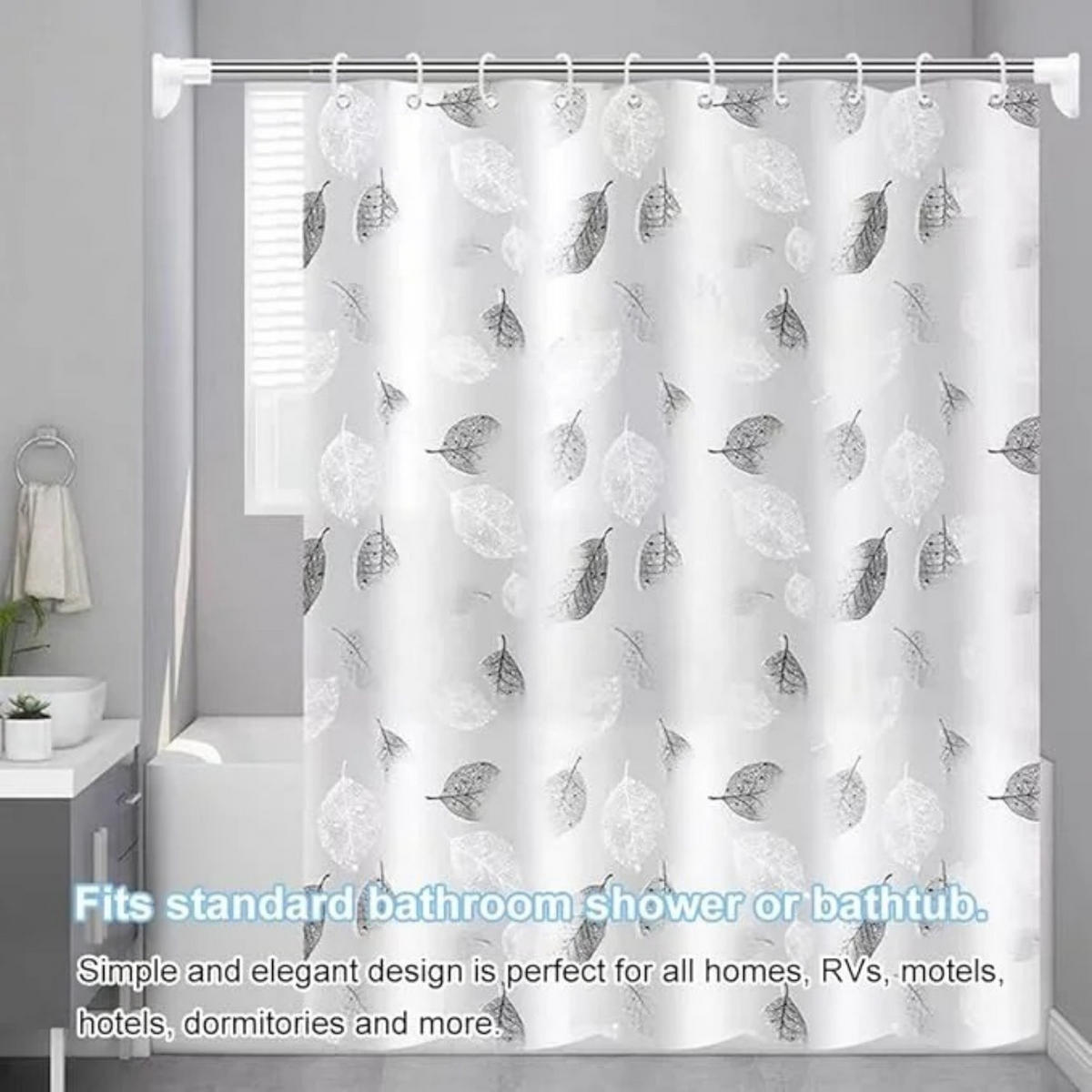 DUSCHVORHANG PEVA 180 x 200 cm wasserdicht Badewanne mit Haken ideal für Familien - Grau, Textil (180/200cm) - MCBOSON