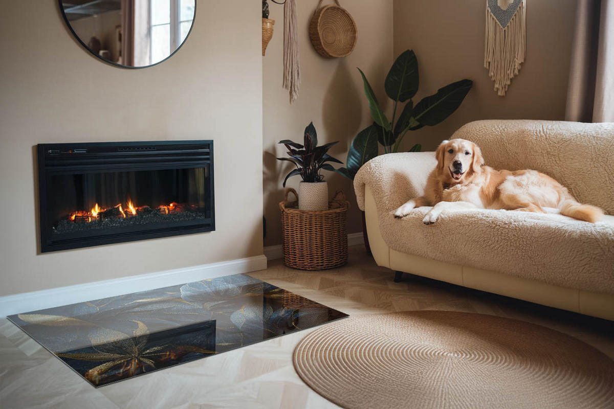 GLASPLATTE für Kamin 120x80 cm Marineblau - Dunkelblau, Glas (120/80/0.4cm) - ArtPrintCave