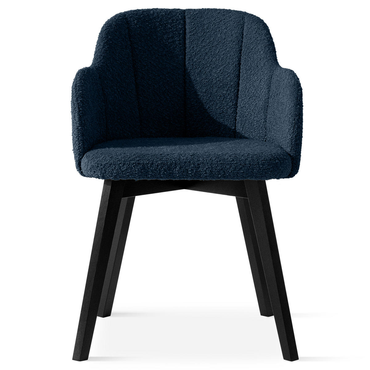 POLSTERSTUHL LONIS Esszimmerstühle 2er Set - Schwarz/Dunkelblau, Holz/Textil (55/82/54cm) - KONSIMO®