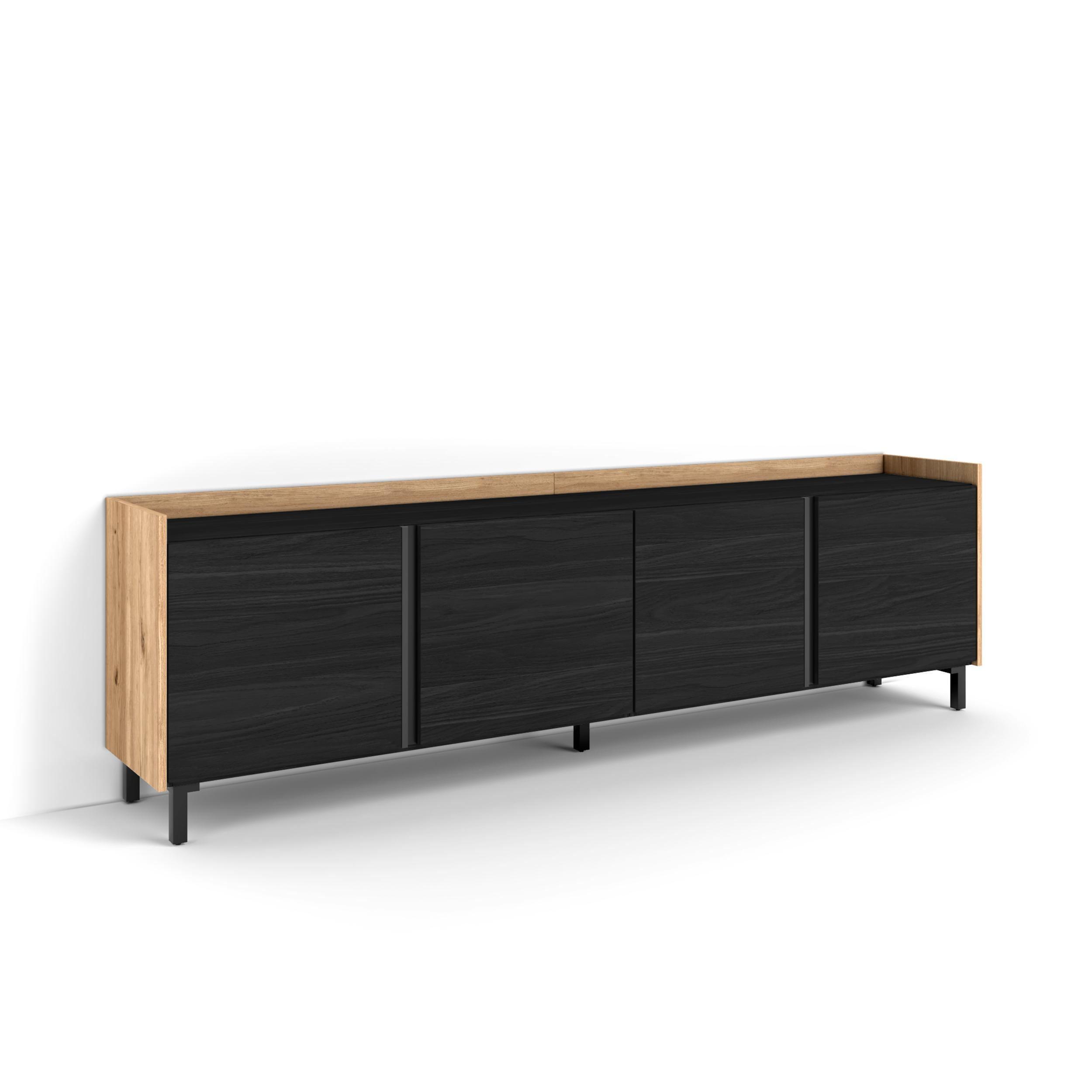 Skraut Home Lowboard, Schwarz 207x61x35 cm