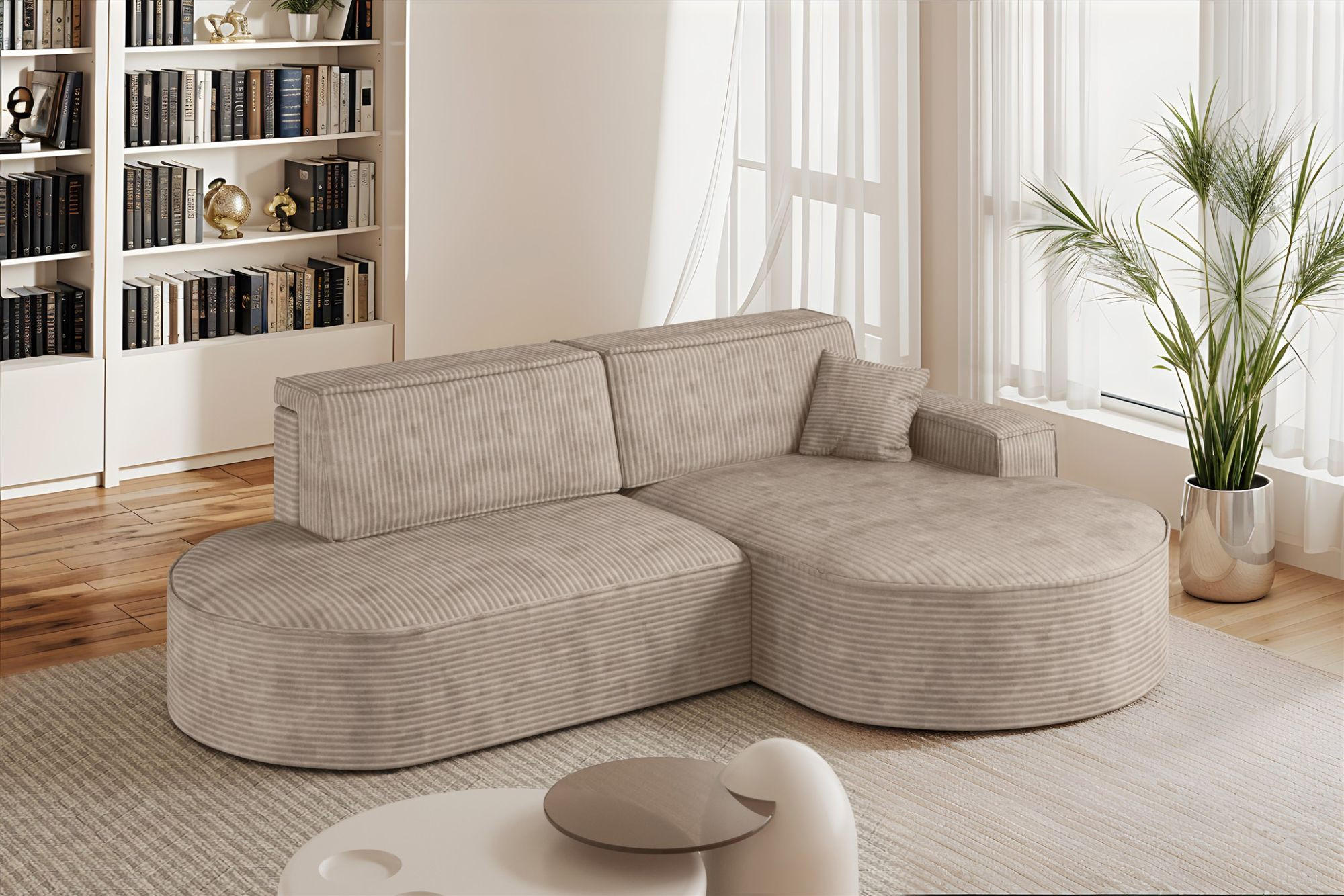 ECKSOFA Venedig Mit Schlaffunktion - Beige, Holzwerkstoff/Textil (278/179cm) - Fun Möbel