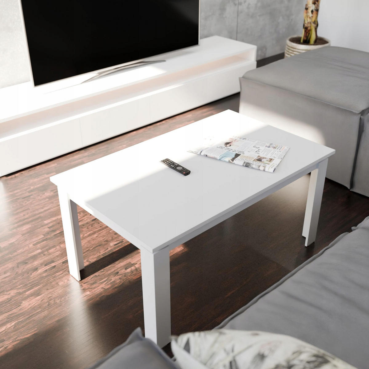COUCHTISH CR3-STERN-90 Weiß 90/55/43 cm - Weiß, Holzwerkstoff (55/90/43cm)