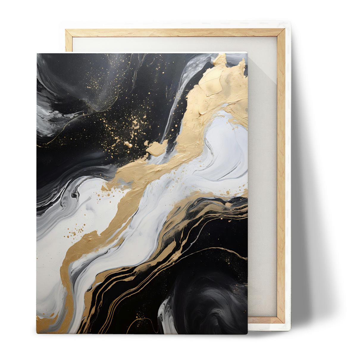 LEINWANDBILD Marmor Muster Abstraktion 100x70 - Beige/Schwarz, Textil (100/70cm) - Muralo
