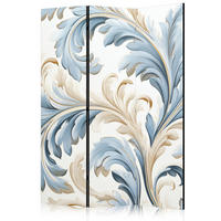 PARAVENT Einseitig Bedruckter 3-tlg 135x172 cm Barocke Ornamente - Blau, Holz/Textil (135/172/3cm) - Muralo
