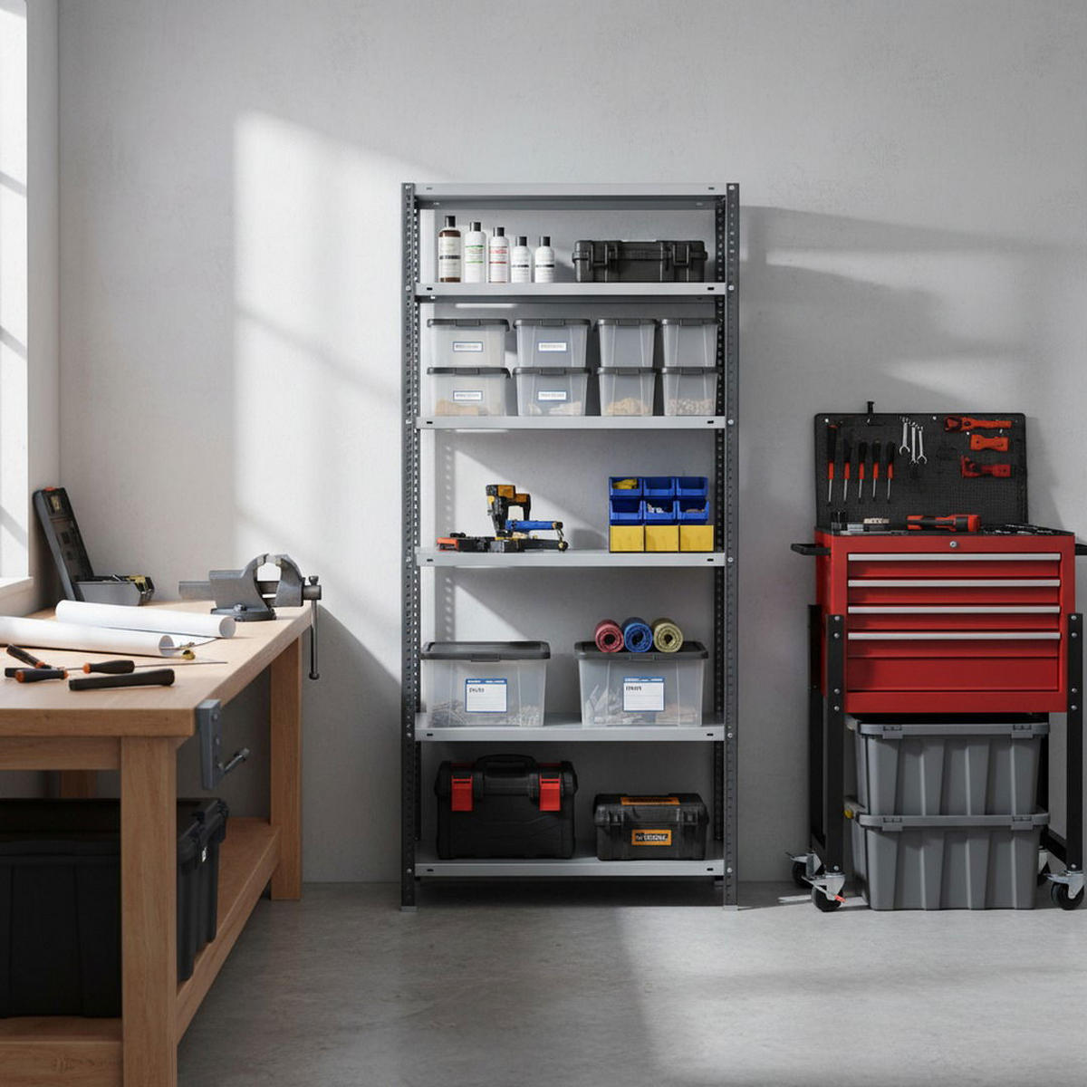 SCHRAUBREGAL PANDA TALL | HxBxT 200x90x40cm | 6 Fachböden | Fachlast 100kg | Anthrazit-Weiß - Anthrazit, Metall (90/200/40cm) - PROREGAL