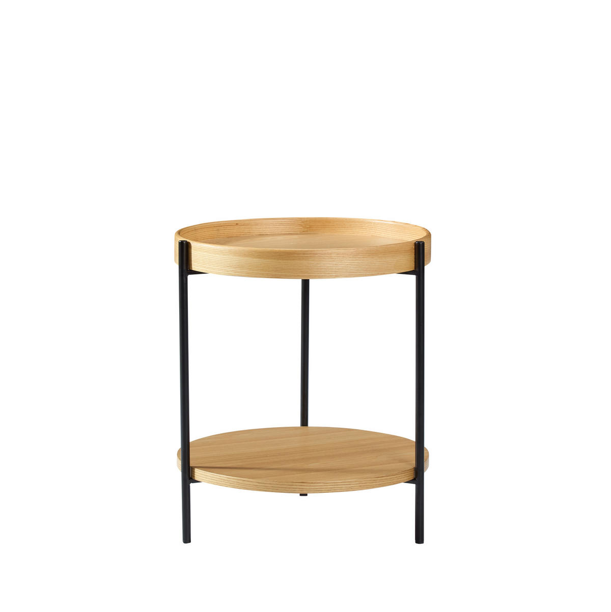 COUCHTISCH 50/50/48 cm mit 2 Ablagen und offenem Metallgestell in Holzoptik, Natur - Naturfarben, Holzwerkstoff (50/50/48cm) - Redom