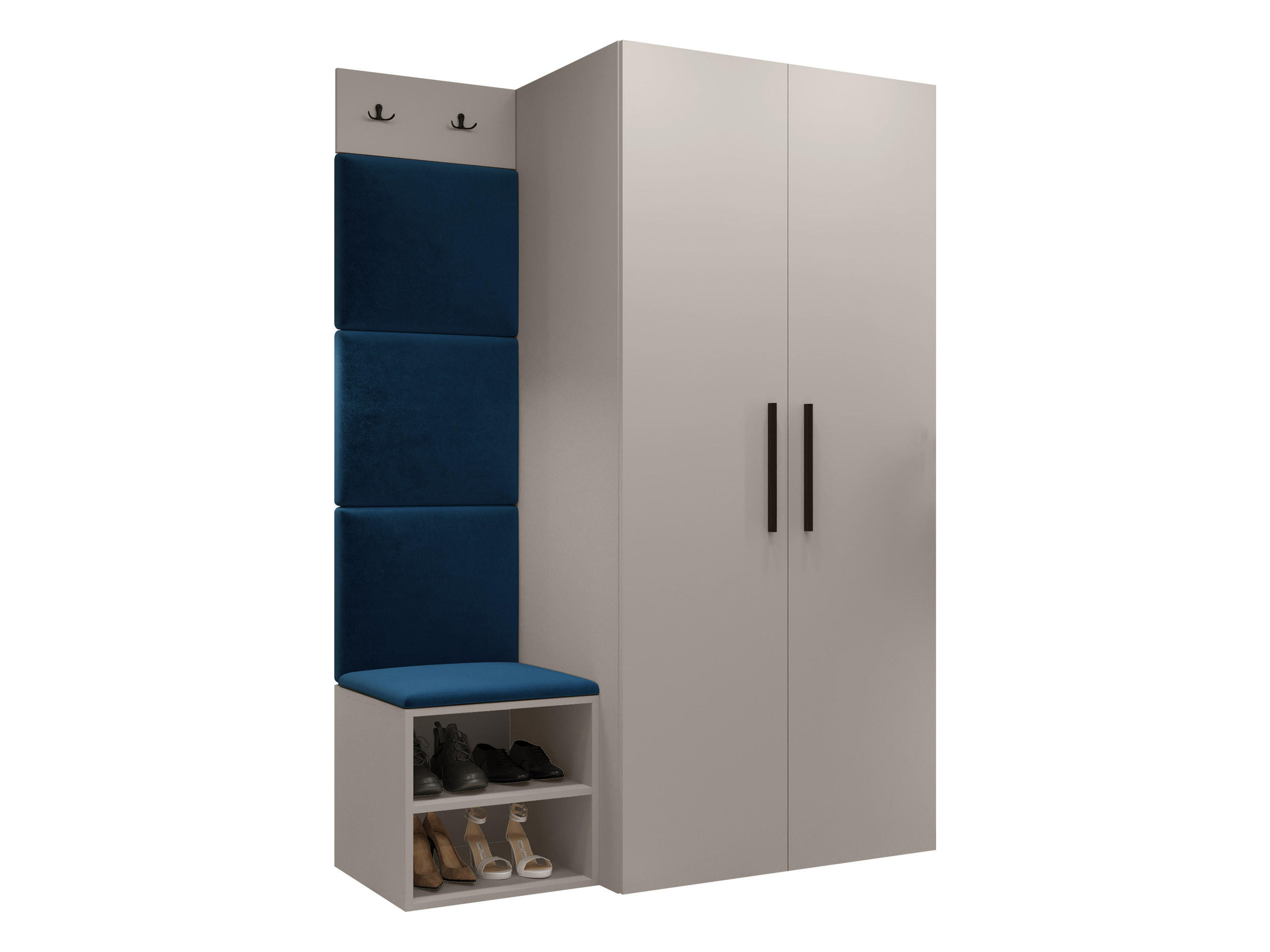 GARDEROBEN-SET Medi IV - Blau/Kaschmir, Holzwerkstoff/Kunststoff (80/191/50cm) - MIRJAN24