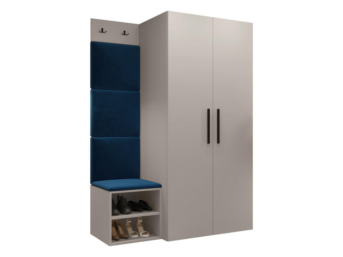 GARDEROBEN-SET Medi IV - Blau/Kaschmir, Holzwerkstoff/Kunststoff (80/191/50cm) - MIRJAN24