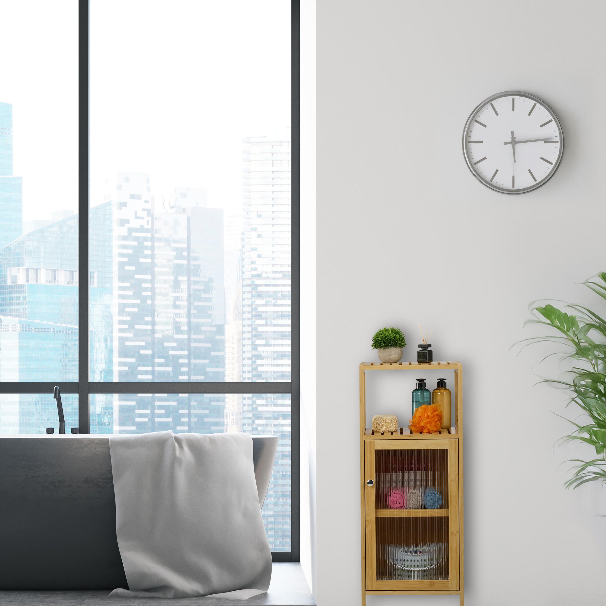BADEZIMMERSCHRANK - Hellbraun, Holz/Holzwerkstoff (36.5/87.5/35cm) - Relaxdays
