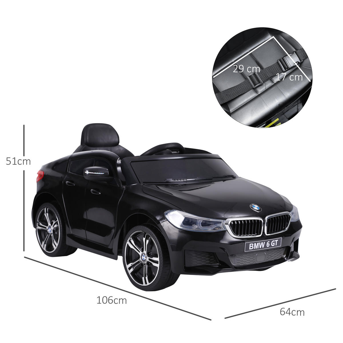 ELEKTRO-KINDERAUTO DE-12981 2,4G Fernbedienung Schwarz - Schwarz, Kunststoff (106/64/51cm) - ComfortXL