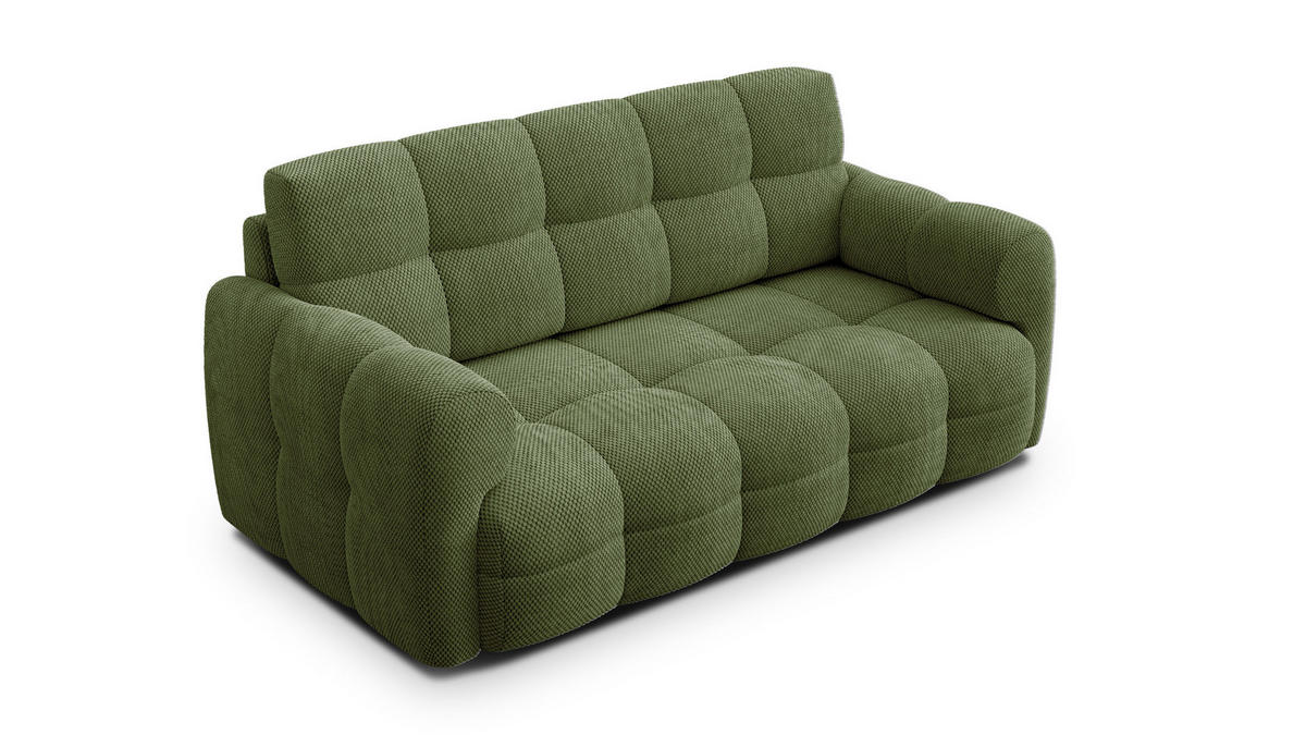 SOFA MELLOW 2,5-Sitzer, olive - Schwarz/Grün, Holz/Textil (183/87/98cm) - Courtois Laville