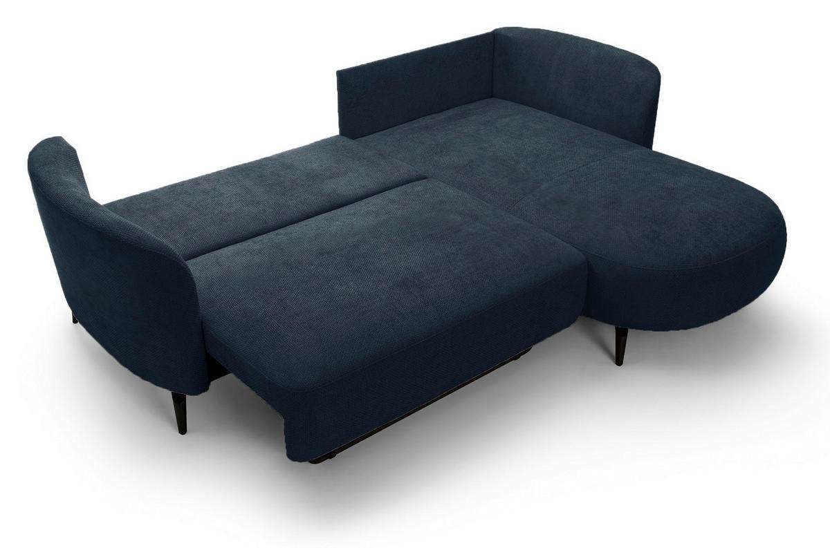 ECKSOFA auf Füßen Kendra 260 cm mit Schlaffunktion, Rechts, Dunkelblau - Dunkelblau, Holz (180/260cm) - Emporius