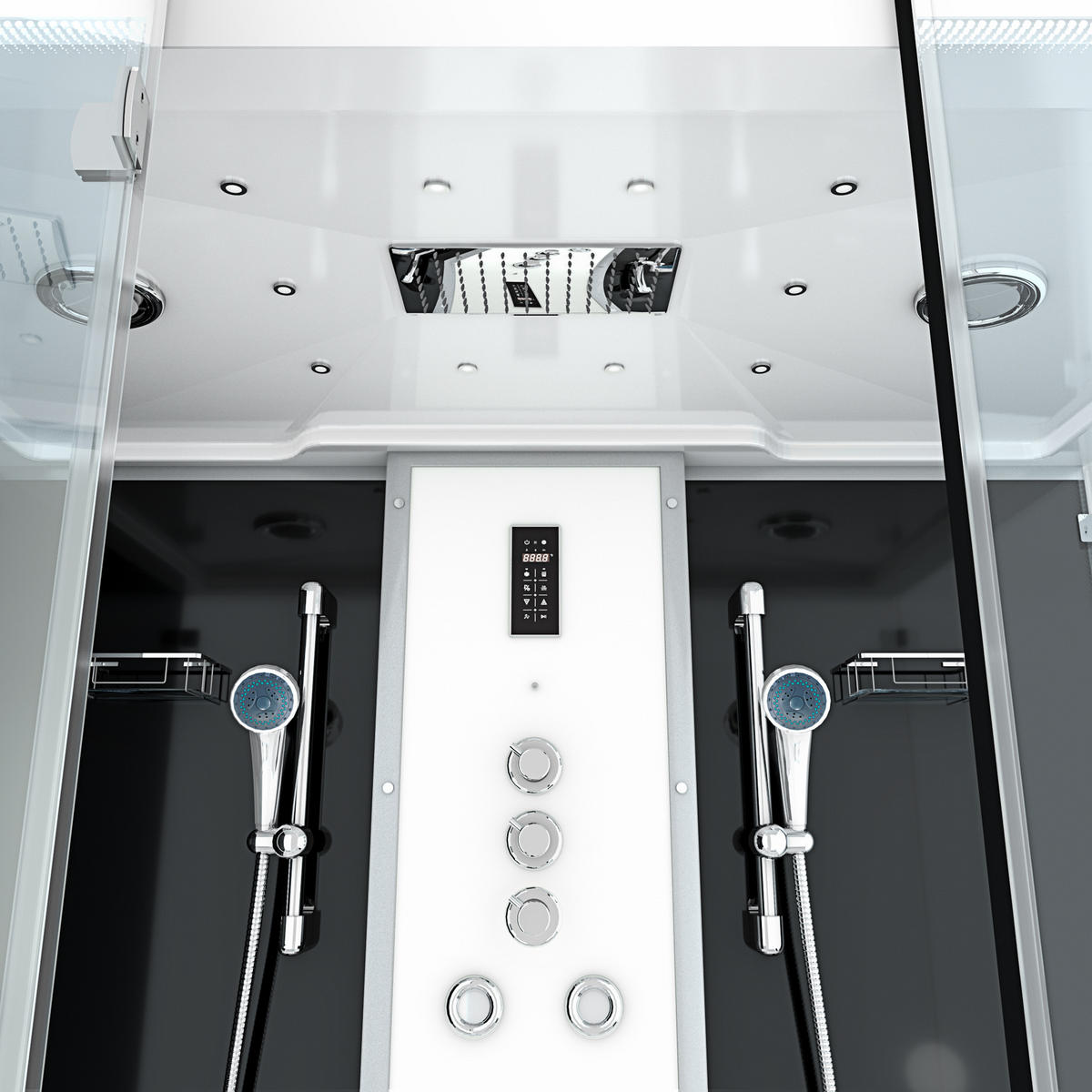 BADEWANNE mit Tür Dusche K88-SW-TH-C-EC-EA - Schwarz, Glas/Kunststoff (100/228/180cm) - AcquaVapore by Sandra Jentho