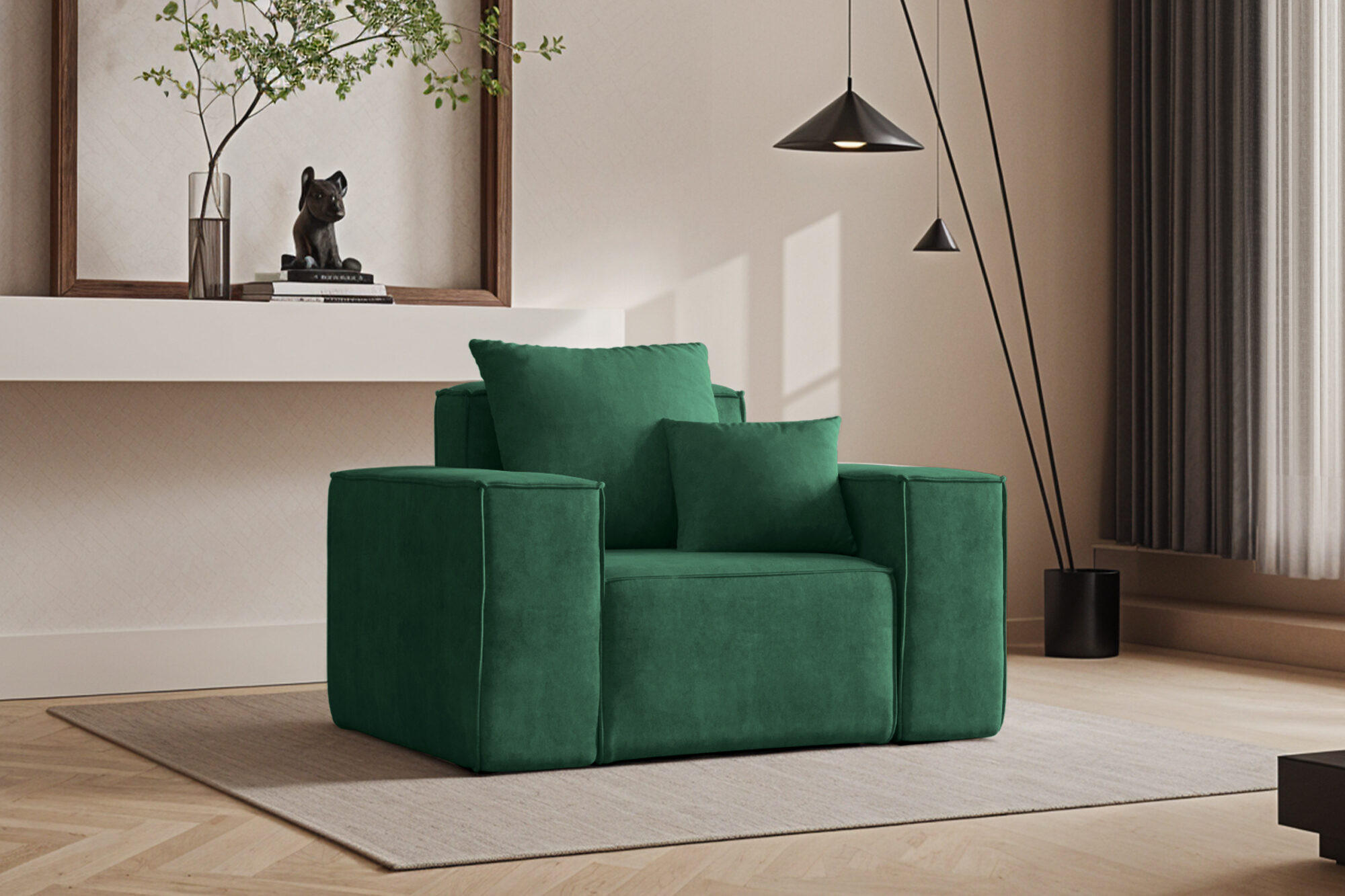 SESSEL ELLA Modern Stoff Noel Grün - Grün, Holz/Textil (90/78/117cm) - Kaiser Möbel
