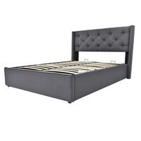 POLSTERBETT 160/200 cm grau mit Stauraum und Lattenrost - Grau, Textil (160/200cm) - OKWISH