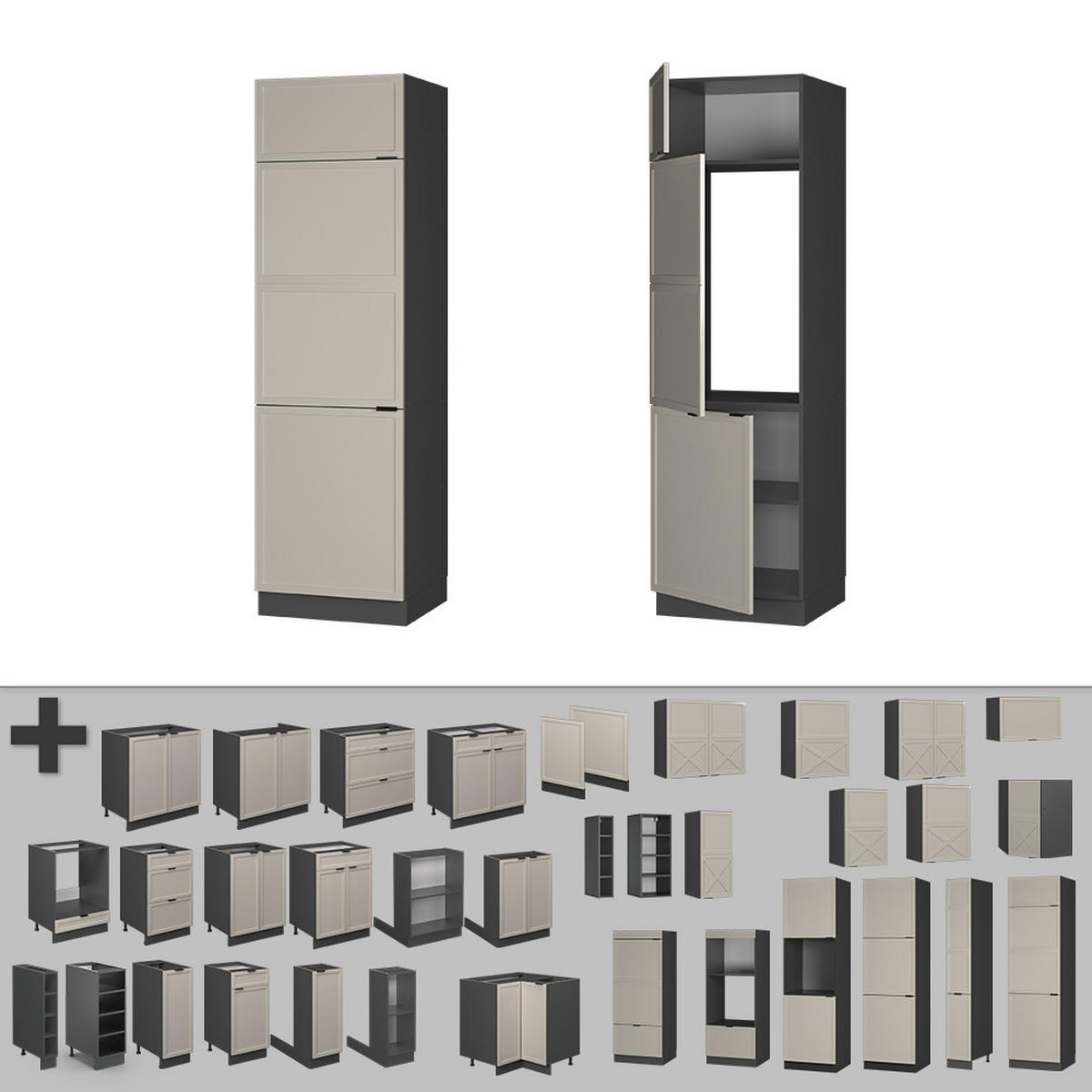 SKŘÍŇKA NA LEDNICI Fame-Line GreyBeige - šedá/antracitová, kompozitní dřevo (60/206.8/58.1cm) - Vicco