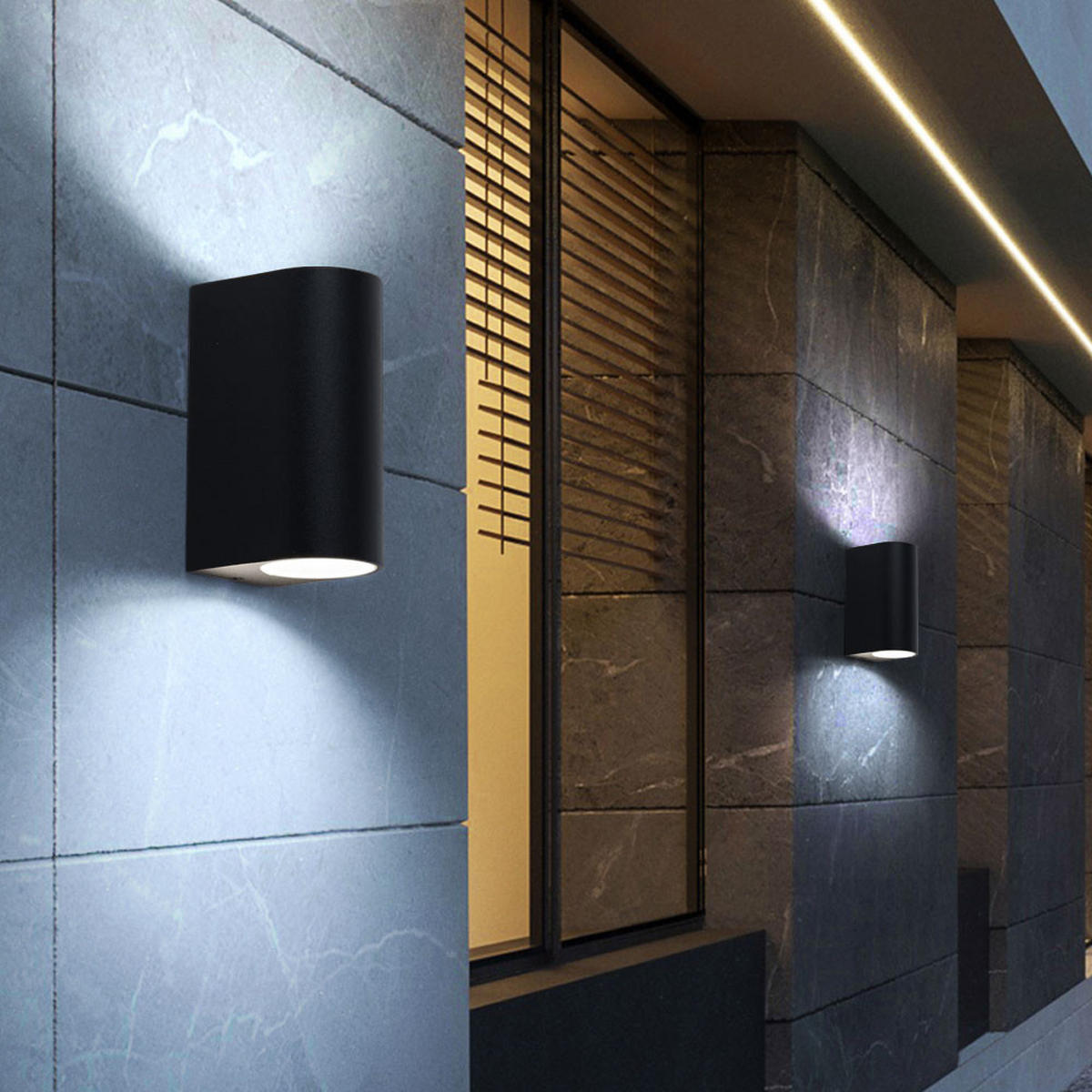 LED AUSSEN-WANDLEUCHTE Aluminium Schwarz - Schwarz, Metall (9.2/15/9.2cm)