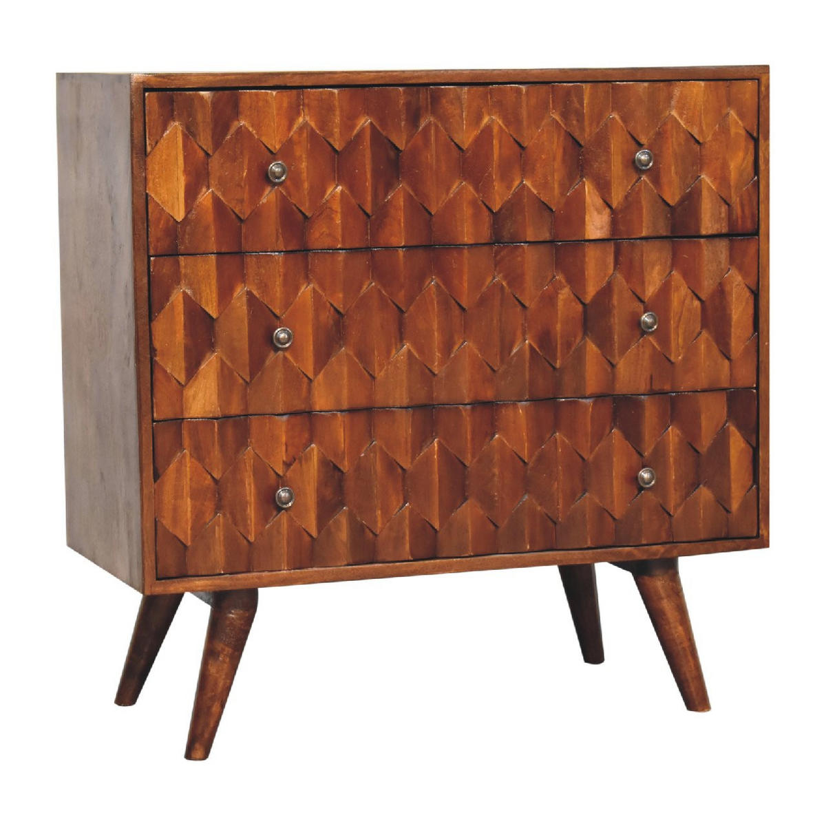 KOMMODE aus Massivholz - Messingfarben/Braun, Holz/Metall (75/77/35cm) - Artisan Furniture