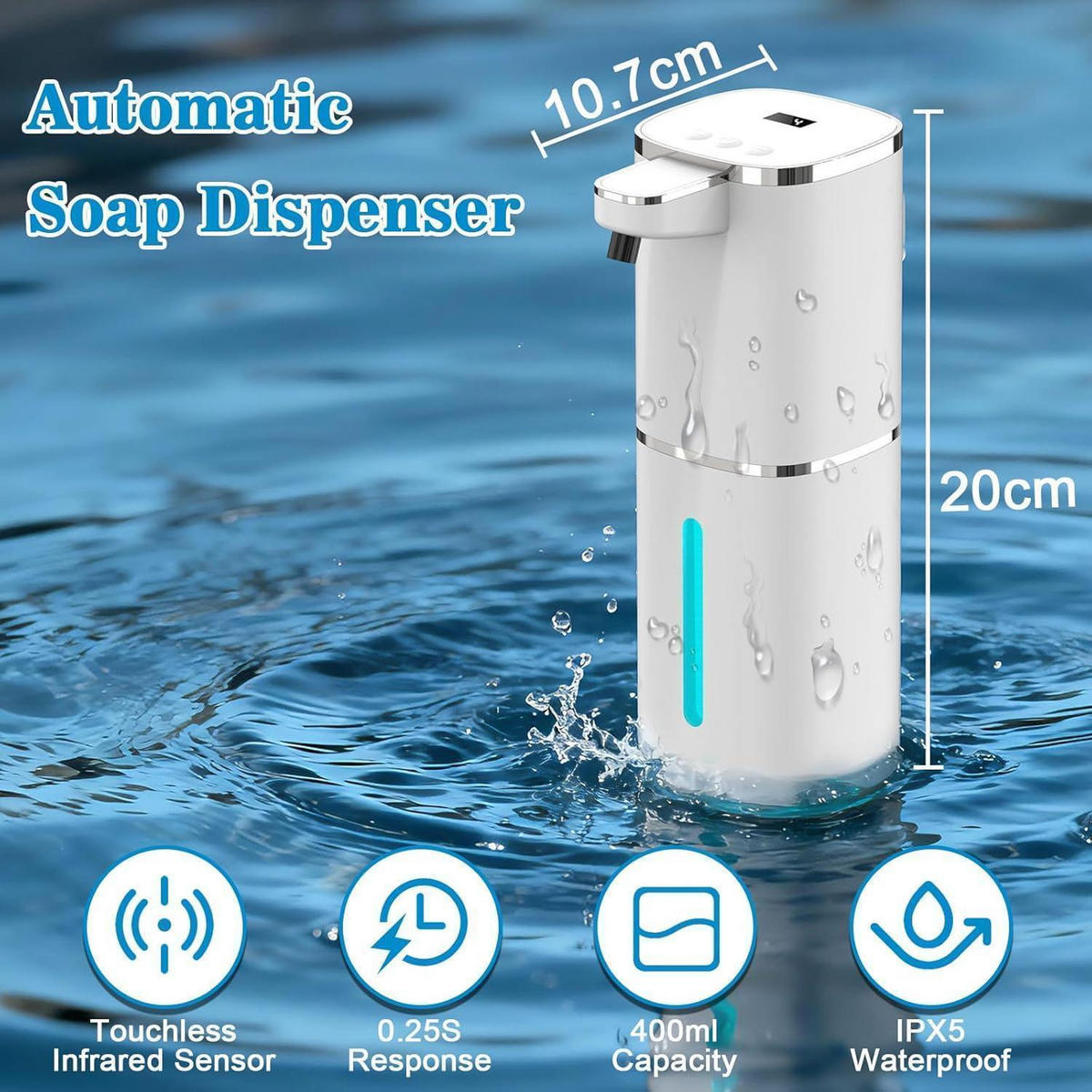 SCHAUMSEIFENSPENDER Automatisch 400ml Weiß - Weiß, Kunststoff (8/8/20cm)