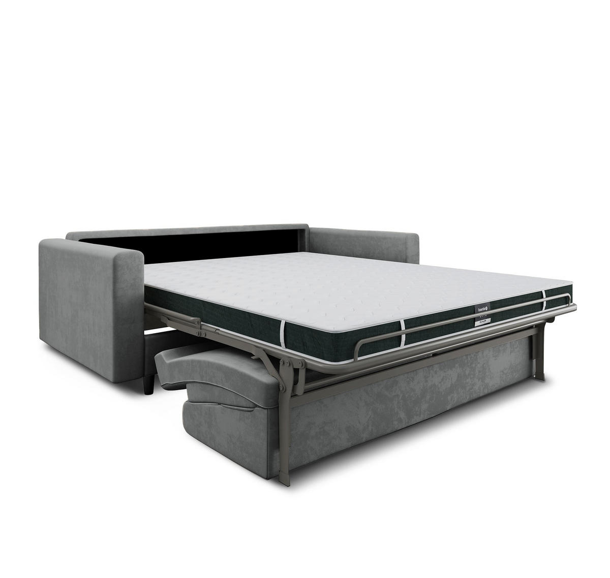 SCHLAFSOFA GERADE Samt Betongrau 200cm - Grau, Textil (200/87/100cm) - Sia Home