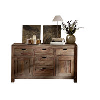 SIDEBOARD Sheesham 140x42x80 grau geölt NATURE GREY #80 - Grau, Holz (140/80/42cm) - Massivmoebel24