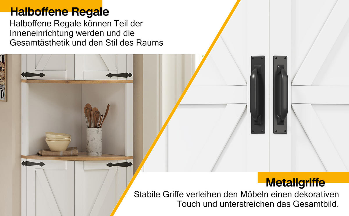 BUFFET Weiß 39.5/39.5/180 cm - Weiß, Holz (39.5/180/39.5cm) - PANGIVO