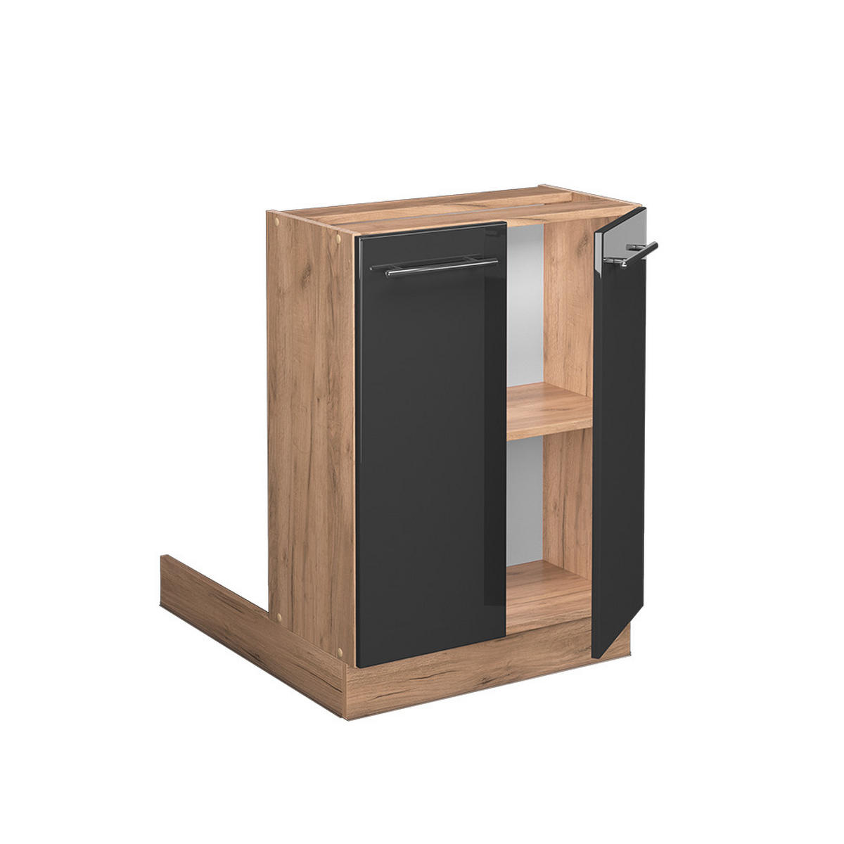 KÜCHENINSEL Fame-Line Anthrazit Hochglanz 60 cm ohne AP - Honigeiche/Schwarz Hochglanz, Holzwerkstoff (60/82/30cm) - Vicco