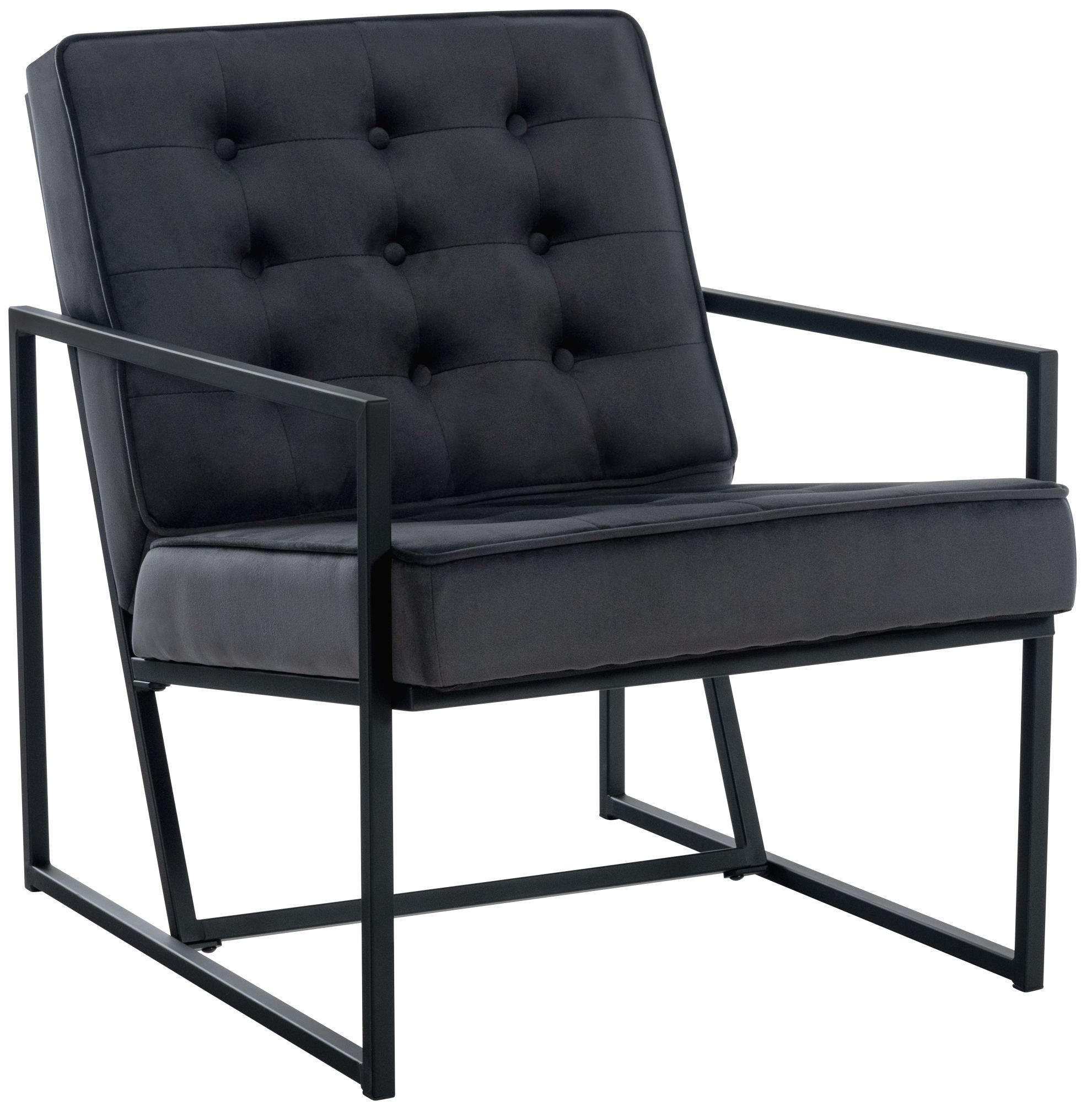 SESSEL Samt grau - Schwarz/Grau, Textil/Metall (63/79.5/83cm) - CLP