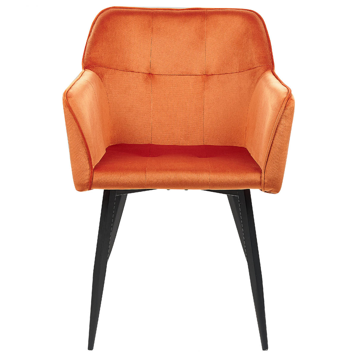 ESSZIMMERSTUHL 2er-Set Samtstoff Orange Jasmin - Orange, Textil/Metall (60/84/49cm) - Beliani