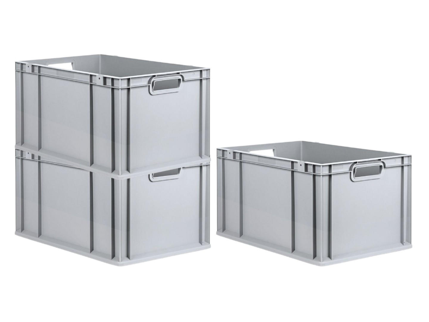 EUROBOX 3x Nextgen Economy Griffe Offen 32x40x60cm 65 Liter - Grau, Kunststoff (40/32/60cm) - PROREGAL
