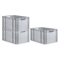 EUROBOX 3x Nextgen Economy Griffe Offen 32x40x60cm 65 Liter - Grau, Kunststoff (40/32/60cm) - PROREGAL
