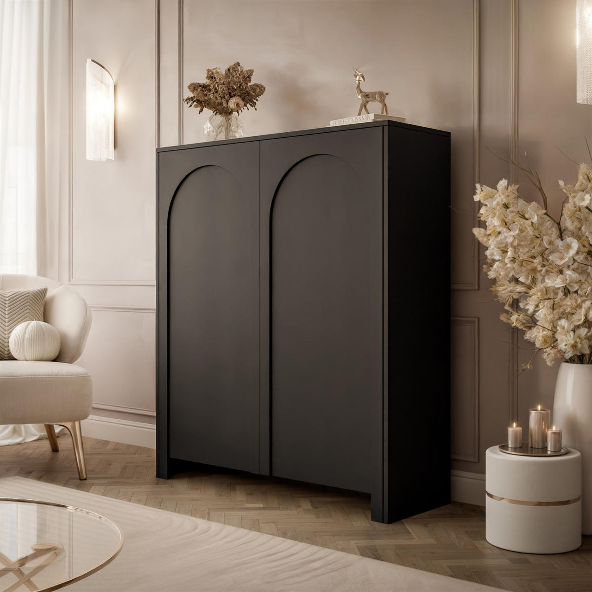 HIGHBOARD ARIADNA schwarz - Schwarz, Holzwerkstoff (104/119/35cm)